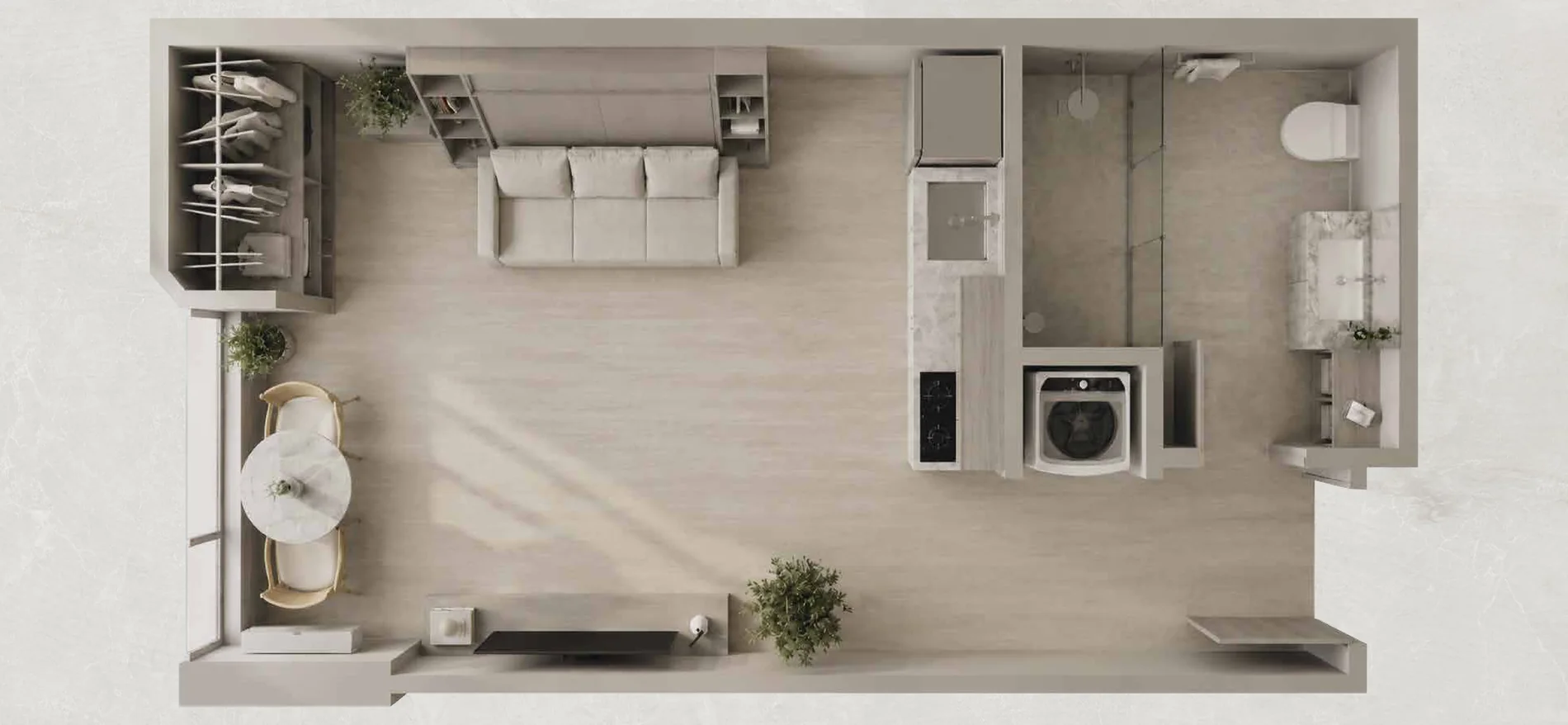 Planta del modelo con la cama cerrada